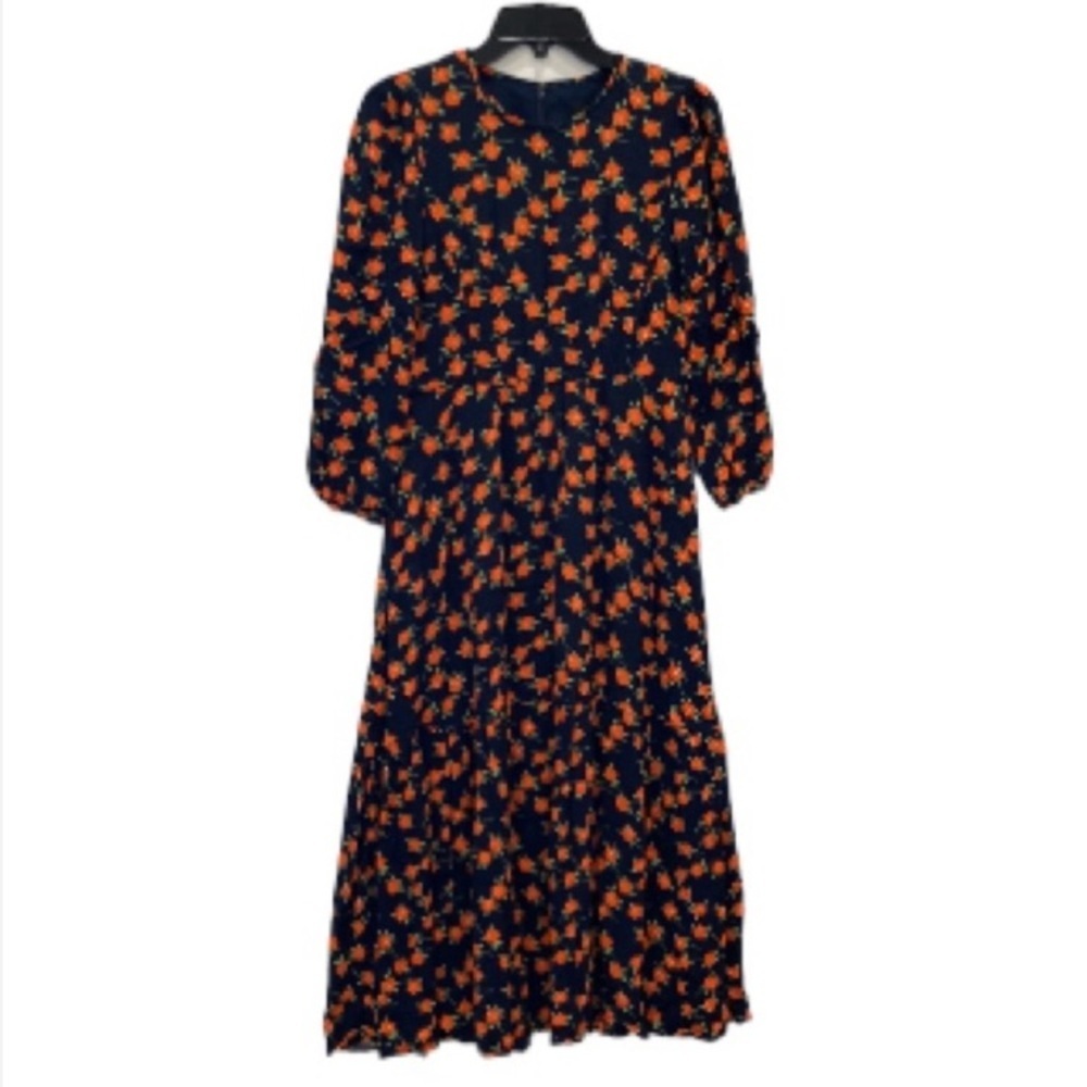 J Crew Flowy Tiered Midi Dress In Poppy Fields Size 0 - Picture 4 of 10